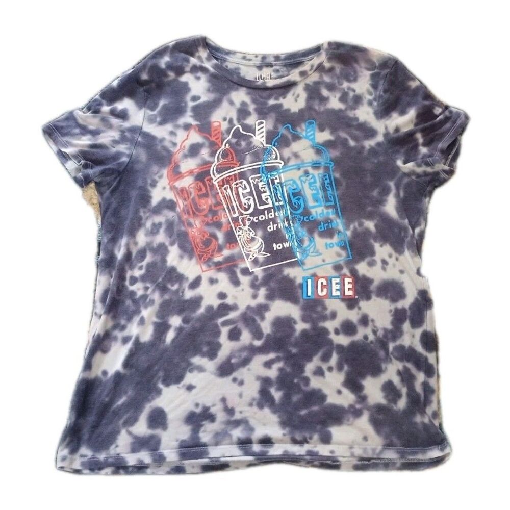 Icee Tie-dye T Shirt Women's Sz L Graphic 90s Y2K Boho "Coldest Drink In Town'